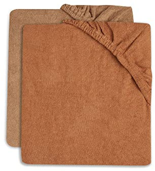 Jollein Wickelauflagenbezug 2er-Set – Frottee – 50x70 cm – Weiche Bezüge für Wickelauflage – Hautfreundlich, Waschbar & Oeko-Tex Zertifiziert – Biscuit & Caramel