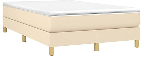 vidaXL Boxspringbett mit Matratze Polsterbett Bettgestell Doppelbett Bett Hotelbett Bettrahmen Lattenrost Schlafzimmerbett Creme 120x200cm Stoff