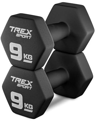 TREX SPORT Neopren Hanteln Set | Kurzhanteln 2er Set 4kg-20kg | Hanteln Frauen & Männer Set (2x9 kg)