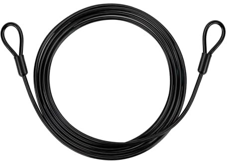 GUNGY Schlaufenkabel Stahlseil mit Ösen Sicherheitskabel 2M Lang 4mm Stärke mit Kunststoff Ummantelt für Kabelschloss Fahrradanhänger Schwarz