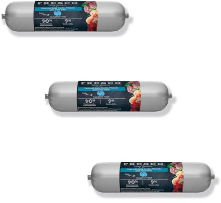 FRESCO - Barf Wurst Complete-Menü Pute mit Rote Beete, Pfirsich und Aloe Vera | 3er Pack| 3 x 400 g | Alleinfuttermittel für Hunde | Kann zur optimalen Versorgung beitragen