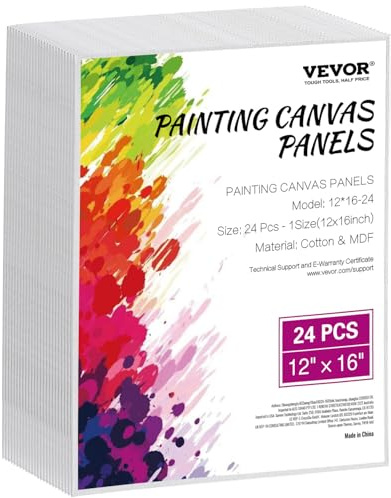 VEVOR Toile blanche pour peinture, lot de 24, toile à peindre, 305x406 mm, tableau en toile pour la peinture pour croquis, peinture acrylique et à l'huile, aquarelle, pour enfants et professionnels