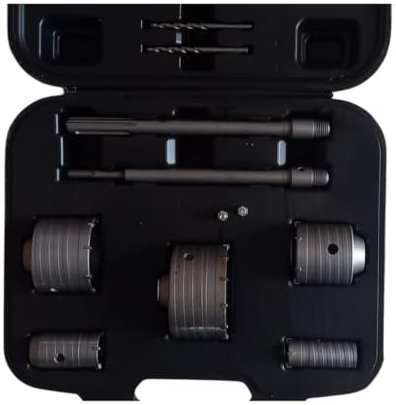 Set Carotatrice a Tazza Per Muro 9 Pezzi Professionale Sds Plus Sds Max