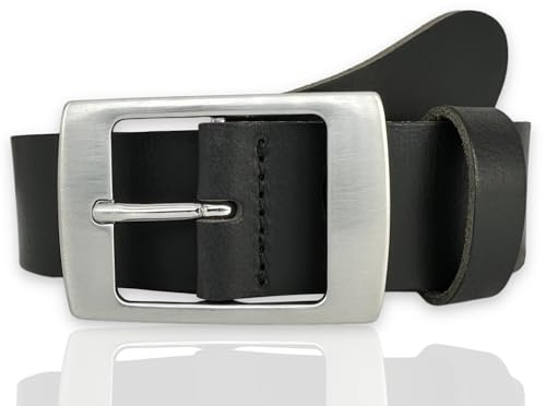 FRIEDRICH HOFFMANN Gürtel Damen schwarz & braun aus Leder - Ledergürtel Damen für Jeans - Damengürtel 4 cm breit - Made in Germany (Schwarz, 105 cm Bundweite = 120 cm Gesamtlänge)