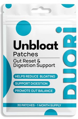 Digestion Patch - Gut Support - Bloat Relief - Ginger Root Extract + Turmeric Extract + Fennel Seed + Dandelion Root + Artichoke Leaf Extract - Vegan & Natural - 30 Patches