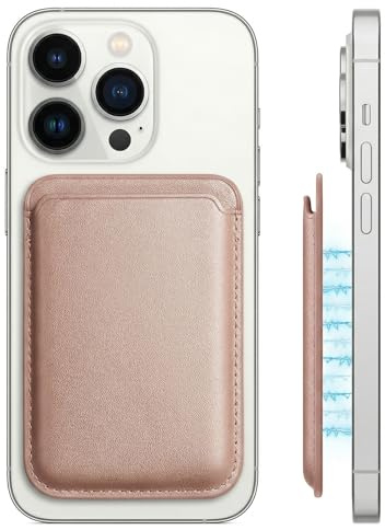 LYQNIHOB 1 pcs Magnético Tarjetero Móvil Tarjetero, Cartera magnética para iPhone y Otros teléfonos con Tarjetero de PU, Almacena hasta 2 Tarjetas y Cuenta con RFID y un Fuerte imán, Oro rosa