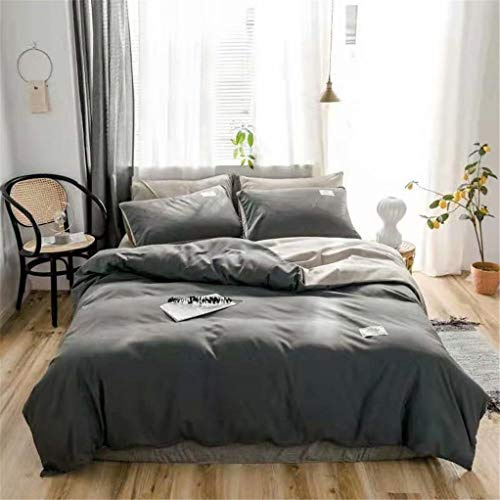 zhuluokeke Duvet Cover 4 Piece Set Ultra Soft Solid Color Microfiber Hotel Comforter Cover Grey and Camel Full（Duvet Cover 78”*90”）