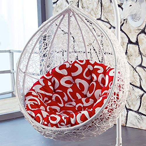 WLVG Coussins de Chaise hamac Suspendus d'oeuf sans Support, Coussin de siège de balançoire Coussin épais de Chaise de baske Suspendus de nid sans Support-Rouge D105cm (41 Pouces)