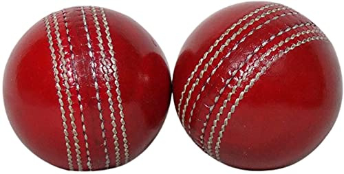 Cricket Leather Ball (set of 2) 50 Over Cricket Ball A Grade Handstitched for Test and one Day Matches (Red)