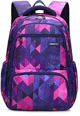 MITOWERMI Kids Backpack for Boys Girls Elementary School Bags Backpacks for Girls Children Bookbags Primary Kindergarten Backpack Purple Geometric