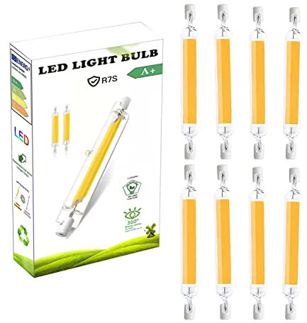 R7S LED 78mm 10W Glühbirne Dimmbar, Warmweiß 2700K, Ersetzt R7S J118 100W Halogenstab, 1000LM, 360 Grad Licht, R7S 78mm COB LED Linear für Baustrahler Deckenlampe, 8er Pack