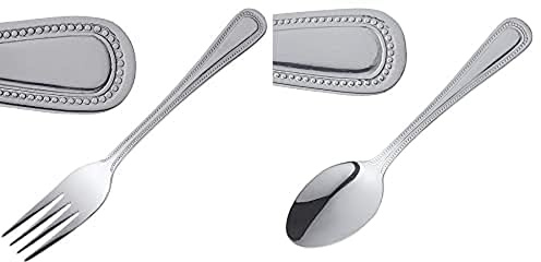 Olympia Bead Table Fork 199mm 18/0 Stainless Steel Cutlery Kitchen 12pc Bundle with Olympia Bead Teaspoon - Stainless Steel - 140(L) mm - Pack Quantity 12