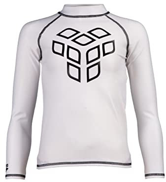 Arena Jungen Unisex Jr Vest L/S Graphic Rash Guard Shirt, White-Black, 152 EU