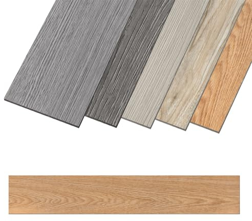 VA-Cerulean PVC-golvbeläggning, vinyl, laminat, golvbrädor, halkfria, vattentäta, självhäftande kakelplattor, 2,51 m² vinylgolv, 91,44 x 15,24 cm tjocklek 2 mm (18 stycken, typ A)