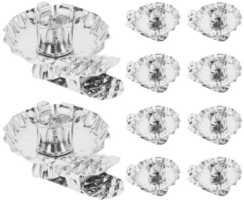 HOMSFOU 10 Stück Weihnachtskerzenhalter Mit Clip Baumkerzenhalter Silberne Kerzenhalter In Blumenform Vintage-Kerzenhalter Mit Clip Für Weihnachten Geburtstag Party