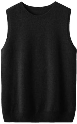 Tdvcpmkk - Maglione da donna senza maniche, girocollo, basic, invernale, in lana, tinta unita, casual, top in maglia nero