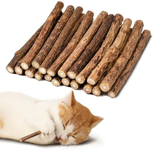 Adiwo Katzenminze Sticks,20 Stück Matatabi Katzensticks Katzenminzen Spielzeug Matatabi Stick Katzen Sticks Katzenminze Zähne Reinigung Dental Katzenspielzeug für Katzen Zahnpflege 8-10MM