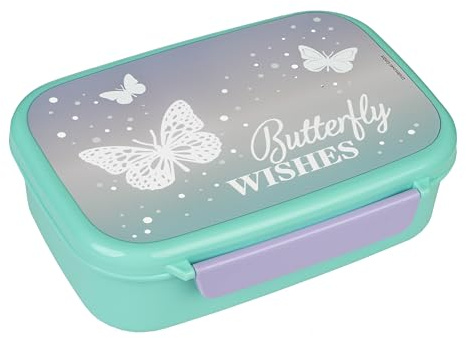 Scooli – Butterfly Wishes matlåda – med avtagbar insats – matlåda för dagis – smörgåsbox skola – matlåda av plast BPA-fri