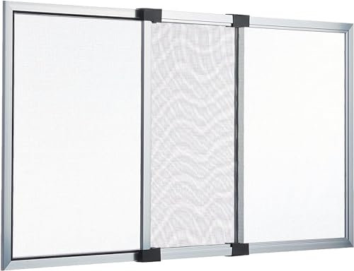 Zanzariera Estensibile 50X70cm in Fibra di Vetro Telaio in Alluminio con Spazzolino per Finestre Balcone facile da Montare con guida per tapparelle persiane avvolgibili, rete Anti Zanzare e insetti
