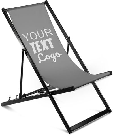 Ferocity Aluminium Liegestuhl Stuhl ohne Armlehne One Size Klappbar Klappliegestuhl Sonnenliege Gartenliegestuhl mit Wechselbezug Hellgrau Dein Text [119]