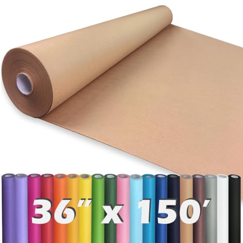 PerkHomy Brown Kraft Paper Roll 36 x 1,800 (150') for Gift Wrapping Bouquet Flower Art Painting Craft Writing Packaging Shipping 80GSM 55LB (Brown, 36 x 150')