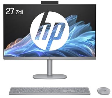 HP OmniStudio X 27-cs0273ng All-in-One KI PC, 27 Zoll Entspiegeltes FHD-Display, Intel Core Ultra 7 155H, 16 GB DDR5-SDRAM, 1 TB SSD, Intel Arc Graphics, Windows 11 Home, QWERTZ Tastatur, Silber