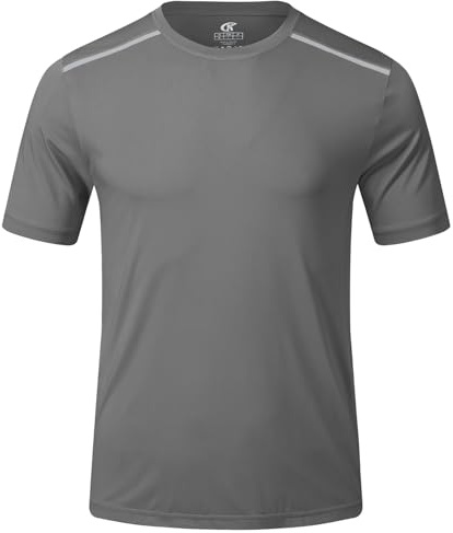 Huayuzh Mens Swimming T Shirt UPF 50+ Rash Guards Watersport Quick Dry Short Sleeve Surfing Running Sports Rash Vest Top Dark Grey XXXL
