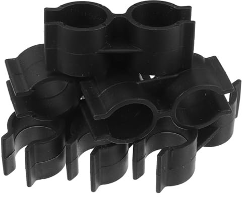GLEAVI 12pcs Plastic Double Pipe Clamps 25mm Double Port Pipe Fasteners Plastic Clips Chain Link Fence Panel Clips Shelf Connector for Warehouse and Fence