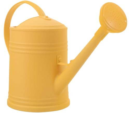 Mikikit Arrosoir de Jardin 2l en Plastique Jaune, Tête de Pulvérisation et Long Bec, Arrosage Doux des Plantes en Intérieur Jardin