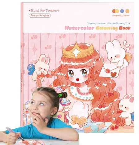 Libro ad acquerello per bambini, Libro per bambini ad acquerello,Set di pittura educativa | Kit di libri di acquerello educativo del fumetto Strumento di apprendimento manuale di arte