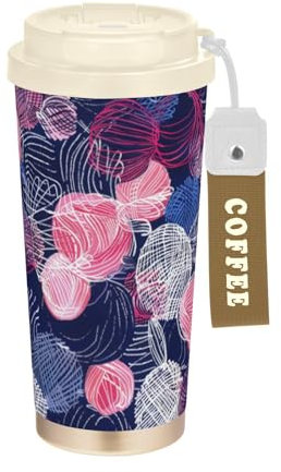 Abstract Wool Ball Decorative Tumbler Mugs With Lid Coffee Mug To Go Stainless Steel Insulated Coffee Cup For Hot And Cold 17 oz Leak