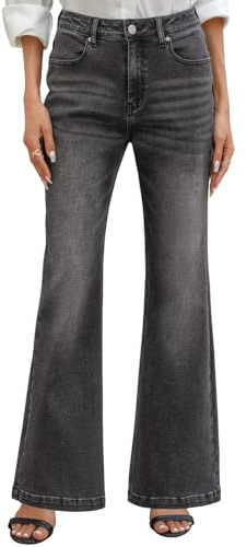 heekpek Jeans Femme Taille Haute Elastique Flare Jean Large Pantalon Femme Chic et Elegant avec Poches