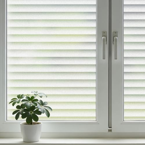 shinfly Lámina para ventanas con efecto de persiana, 75 x 200 cm - Lámina para ventanas opaca, lámina de vidrio esmerilado autoadhesiva, adhesión estática, anti-UV, protección de la vista y privacidad