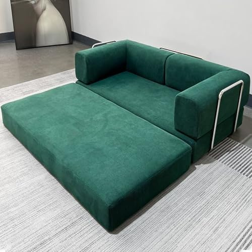 WENMEE Sofá Cama Futón, Convertible, Modular Plegable De Pana con Respaldo Acolchado Y Reposabrazos, para Sala Estar, Dormitorio Salón(Groen,180x100x70cm)