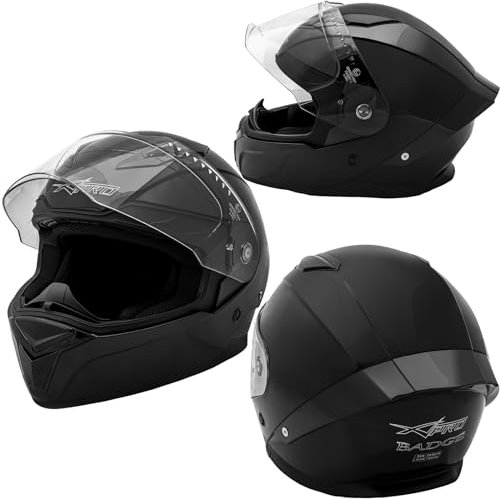 A-Pro Integralhelm Motorradhelm Rollerhelm Anti-Kratz-Visier Helm Schwarz XS