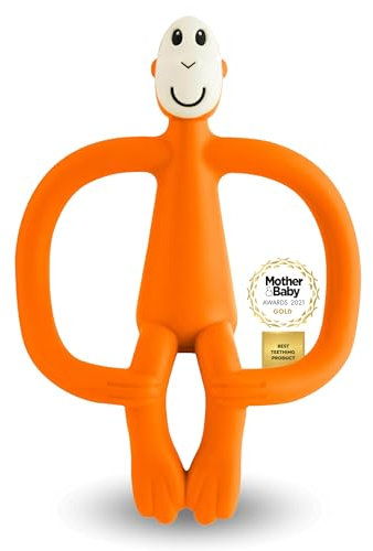 Matchstick Monkey - Beißring Affe Original - Baby Zahnungshilfe - weiche Noppen massieren wundes Zahnfleisch - Silikon BPA-frei - Greifling für Zahnen - ab 3 Monaten - orange