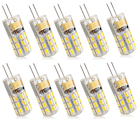 10 x G4 LED-lampa 2,5 W, 24 x 2835 SMD, 180 LM, ersättning för 20 W halogenlampor, 12 V AC/DC varmvit 3 000 K, 360 grader, LED-glödlampor, LED-ljuskälla, ej dimbar-10-pack