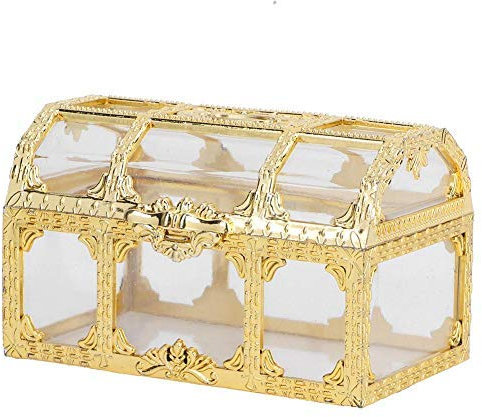 MAGT Süßigkeiten Box, 12pcs Hochzeit Geschenkbox Vintage Schokolade Boxen Transparente Kunststoff Candy Box für Hochzeit Geburtstag(Gold)