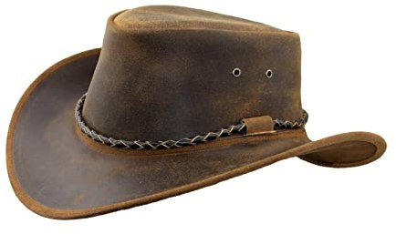 Black Jungle Kimbolton Lederhut, Westernhut, Australienhut, Cowboyhut (Tan, XL)
