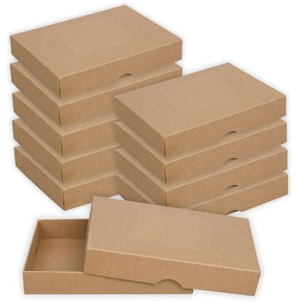Faltschachtel 10 x 14 x 2,5 cm, Braun, Deckel, Kraftkarton - 10 Schachteln/Set