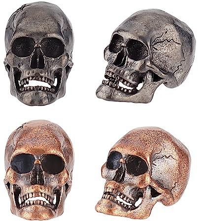 OLYCRAFT 4 Stück 2 Farben Totenkopf Parakord Perlen Aus Messing Europäische Perlen Große Loch Perlen 6 mm Loch Parakord Perlen Skelett Perlen Zubehör Für Armbänder Halsketten Schmuckherstellung