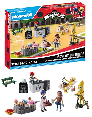 PLAYMOBIL | Adventskalender Miraculous | Ladybug - Picknick in Paris | 24 spannende Türchen | Inklusive fünf Figuren | Adventskalender 2024 | Zauberhaftes Spielzeug für Kinder ab 4 Jahren | 71344