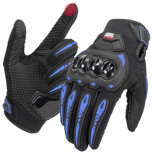 KEMIMOTO Motorbike Gloves for Men and Women, Motorcycle Gloves 2 Finger Touchscreen for Motocross, MTB Riding, Road Racing, Climbing etc