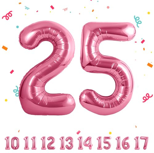 Palloncini compleanno 25 anni Rosa -40 pollici-Decorazioni compleanno di un uomo donna di 25 anni-Pallone numero gonfiabile in foil beige 25 anni
