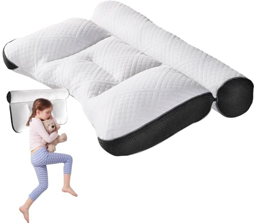Cuscino sagomato – Cuscino terapeutico, cuscino di supporto per il collo, cuscino cubico ortopedico da viaggio, cuscino di supporto per il collo per chi dorme sullo stomaco, sollievo dal collo, nero,