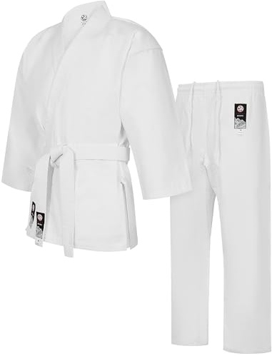 Owari Student Karate Gi & White Belt 8.5oz Martial Arts Suit Uniform For Adults & Kids (120cm)