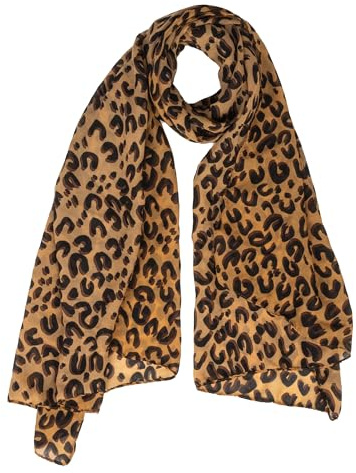 KorhLeoh Lightweight Leopard Chiffon Scarfs for Women - Fashion Floral Print Scarves Shawl Head Wraps Bandana