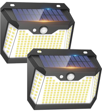 Philosun Solar Lights Outdoor Motion Sensor 3 Modes, IP67 Waterproof Solar Security Light Outdoor with 270°Wide Angle for Fence Front Door Yard Pathway, 2 Pack Cool White