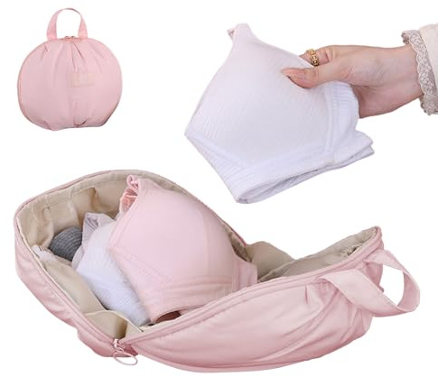Sac de rangement pour sous-vêtements de voyage – Sac de rangement pour chaussettes divisées avec poignée – Grande capacité à fermeture éclair – Pochette de rangement à linge pour voyage d'affaires