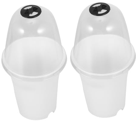 DECOMELODY Macetas De Plástico para Suculentas con Tapa, Set De 2 Unidades, Maceta Pequeña Blanca para Interior y Jardín, Contenedores De Plantación con Drenaje, Cultivo De Plantas